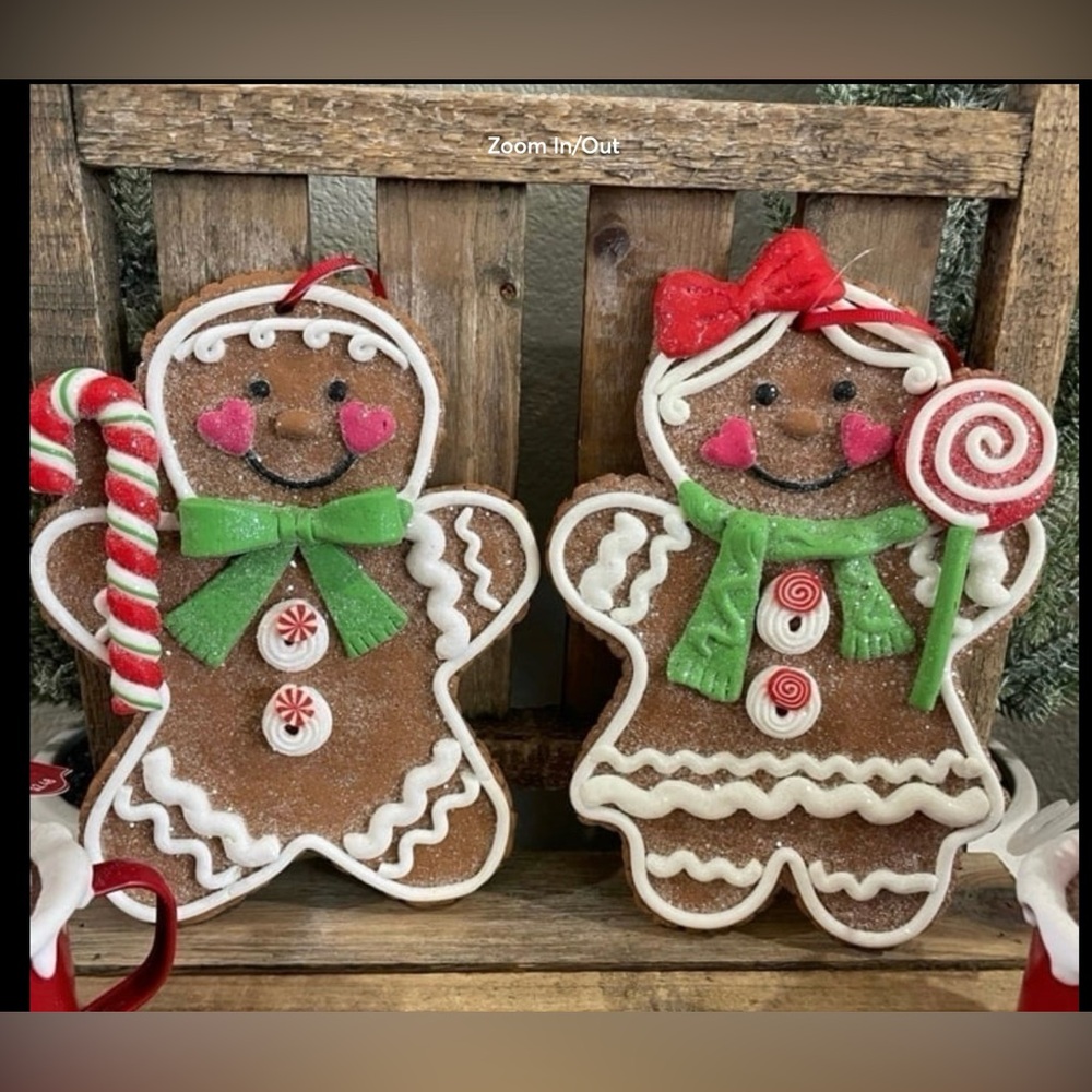 Set of 2 Jumbo Gingerbread Ornaments